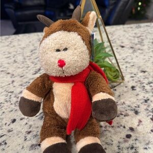 Brown Plush Reindeer with Red Scarf